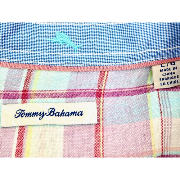 NEW! Tommy Bahama 100% Linen Plaid Long Sleeve Button Front Shirt SZ L - Picture 5 of 6